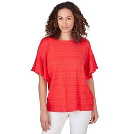 Womens Ruby Rd. Tropical Splash Short Sleeve Knit Decorative Top