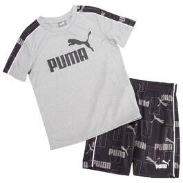 Boys &#40;4-7&#41; Puma&#40;R&#41; 2pc. Interlock Mesh Shorts Set - Grey/Grey