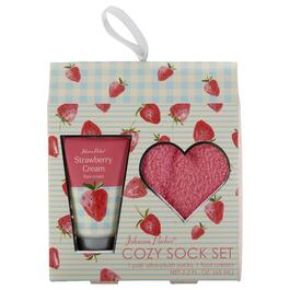 Strawberry Cream Scented Foot Lotion & Cozy Sock Set