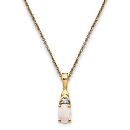14kt. Yellow Gold Oval Opal Diamond Necklace