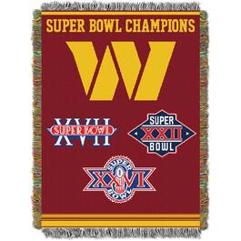 NFL Washington Commanders 3X Champs Tapestry Throw