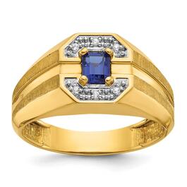 Mens Gentlemens Classics&#40;tm&#41; 14kt Gold Created Sapphire Accent Ring
