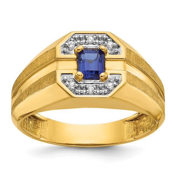 Mens Gentlemens Classics&#40;tm&#41; 14kt Gold Created Sapphire Accent Ring - image 