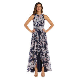 Womens R&M Richards Sleeveless Floral Print High Low Gown