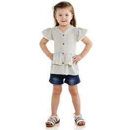Toddler Girl 7 For All Mankind&#40;R&#41; 2pc. Ruffle Gauze Top/Shorts Set