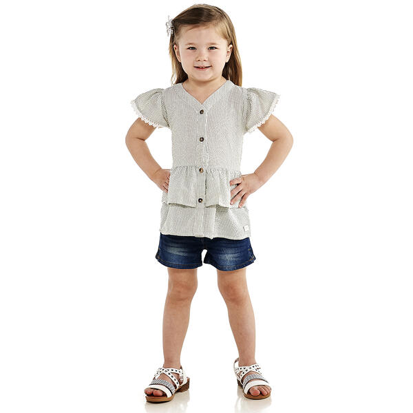 Toddler Girl 7 For All Mankind&#40;R&#41; 2pc. Ruffle Gauze Top/Shorts Set - image 