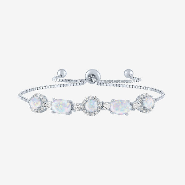 Gemstone Classics&#40;tm&#41; Sterling Silver Simulated Opal Bracelet - image 