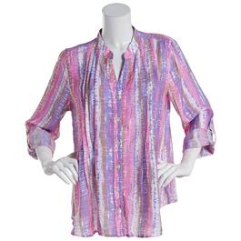Plus Size Preswick & Moore Casual Abstract Button Down Blouse