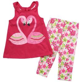 Baby Girl &#40;12-24M&#41; Kids Headquarters Flamingo Tunic & Legging Set