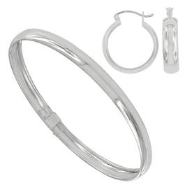 20mm Hoop Earrings Earrings and 6mm Bangle Bracelet Set