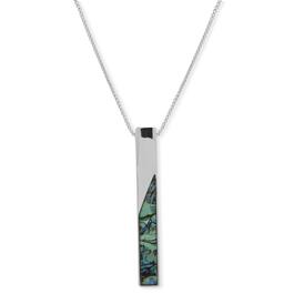 Chaps Silver-Tone Abalone Tube Pendant Lobster Closure Necklace
