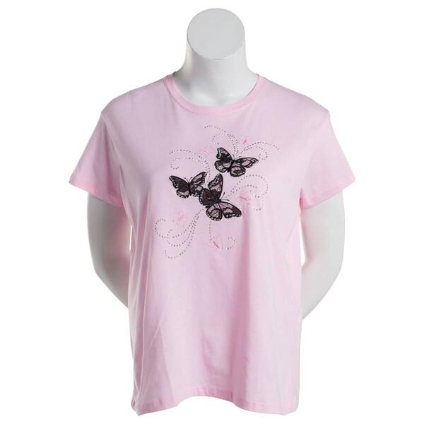 Plus Size Top Stitch by Morning Sun Lacy Butterflies Tee - image 