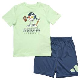 Boys &#40;4-7&#41; adidas&#40;R&#41; Short Sleeve Baseball Tee & Shorts Set