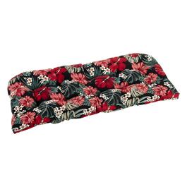 Jordan Manufacturing Wicker Settee Cushion - Black Red Floral