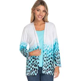 Womens Multiples 3/4 Sleeve Open Ombre Border Cardigan