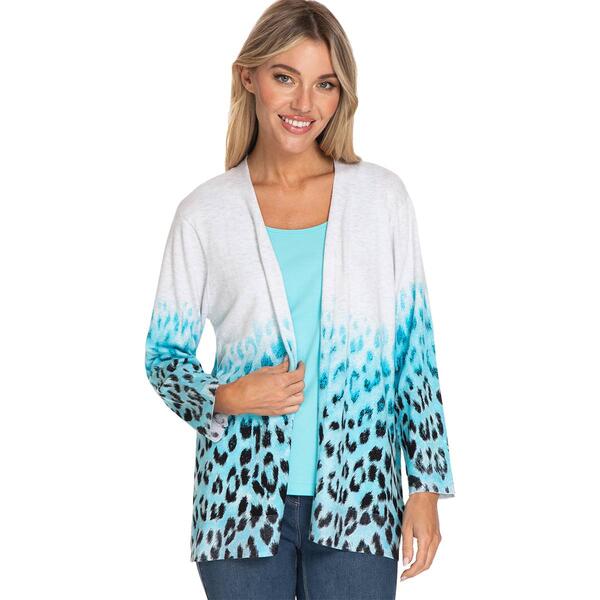 Womens Multiples 3/4 Sleeve Open Ombre Border Cardigan - image 