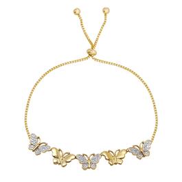 Accents Gold Plated Diamond Butterfly Link Adjustable Bracelet