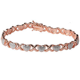 Gianni Argento Rose Gold Plated Diamond X and Heart Bracelet