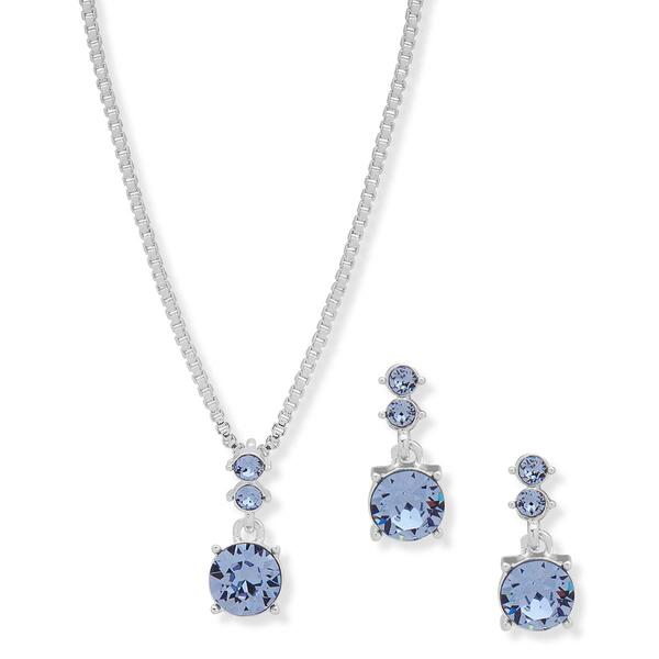 Nine West Silver-Tone & Blue Necklace & Earring Set - image 