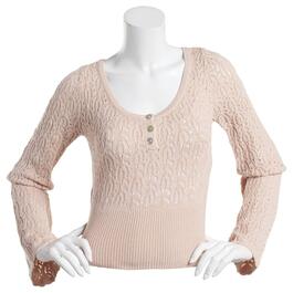 Juniors No Comment Mother Of Pearl Open Stitch Pullover Sweater