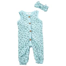 Baby Girl &#40;NB-9M&#41; Willow + Whimsy&#40;R&#41; Leaves Coveralls w/ Headband