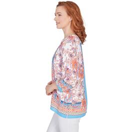 Womens Ruby Rd. Patio Party 3/4 Sleeve Woven Floral Blouse