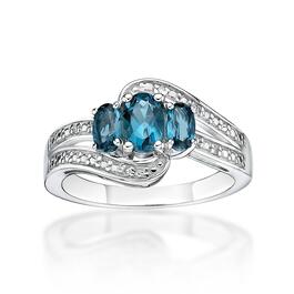 Sterling Silver 3-Stone London Blue Topaz Ring