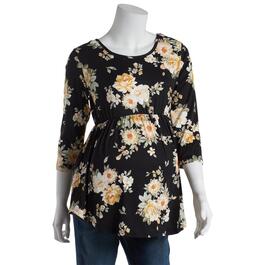 Womens Due Time 3/4 Sleeve Cross Back Floral Maternity Blouse
