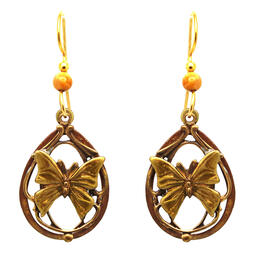 Silver Forest Gold-Tone Butterfly Earrings