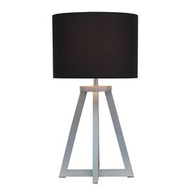 Simple Designs Interlock Triangular Wood Fabric Shade Table Lamp