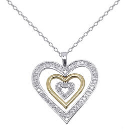 Gianni Argento Two-Tone 1/4ct. Heart Pendant Necklace