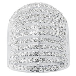 Fine Silver Plated 11 Row Cubic Zirconia Ring
