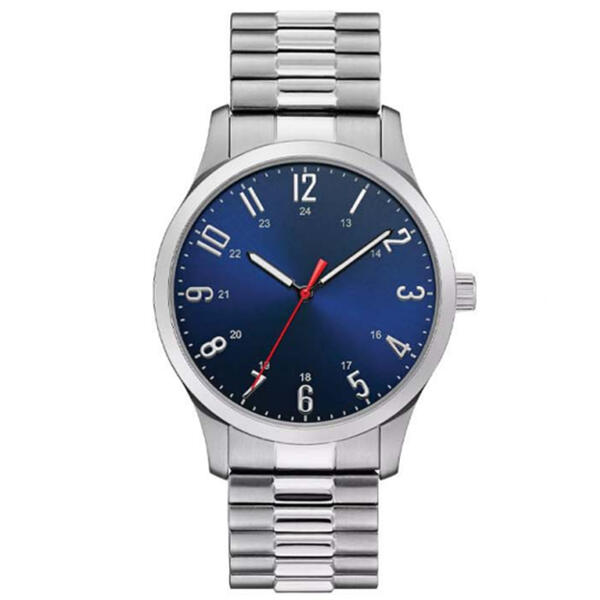 Mens Silver-Tone Navy Sunray Dial Watch - 50037S-07-J28 - image 