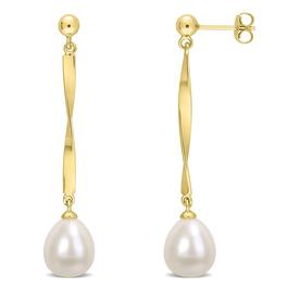 Gemstone Classics&#40;tm&#41;  Freshwater Pearl Yellow Silver Drop Earrings