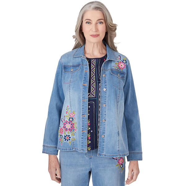 Womens Alfred Dunner In Full Bloom Embroidered Shacket - image 