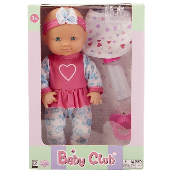 Uneeda 9- in Baby Club Doll W/ Bottle &amp; Blankie - image 
