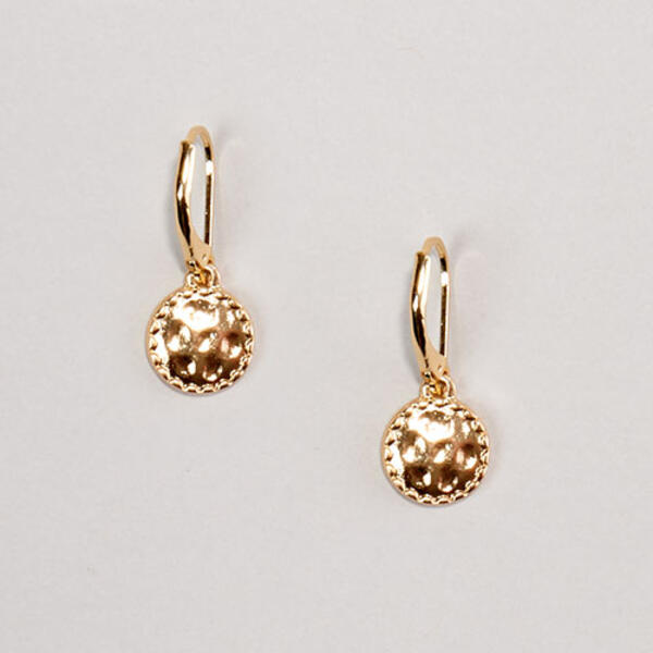 Napier Gold Tone Lever Back Hammered Drop Earrings - image 