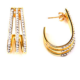 Candela Gold Over Sterling Silver Crystal J Hoop Earrings