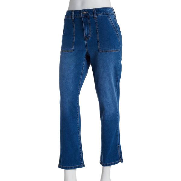 Womens Bleu Denim Denim Jean w/Ankle Side Slit & Pockets - image 