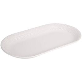 Home Essentials Pure White 15in. Oval Embossed Lace Platter