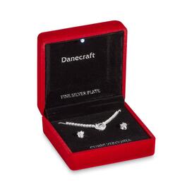 Danecraft Silver Plated Heart Pendant & Earrings Set