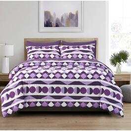Spirit Linen Home&#40;tm&#41; 8pc Bed-in-a-Bag Purple Geo Circles Comforter