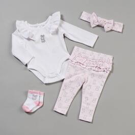 Baby Girl &#40;3-9M&#41; Baby Essentials 4pc. Bunny Bodysuit & Pants Set