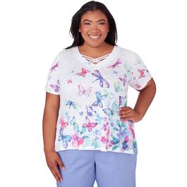 Plus Size Alfred Dunner Summer Breeze Knit Butterfly Border Top
