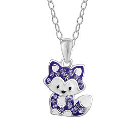 Kids Sterling Silver and Crystal Fox Pendant Necklace