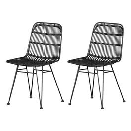 South Shore Balka Black Rattan Dining Chair -Set of 2
