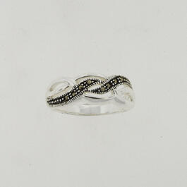 Marsala Silver Plated Genuine Marcasite Weave Ring