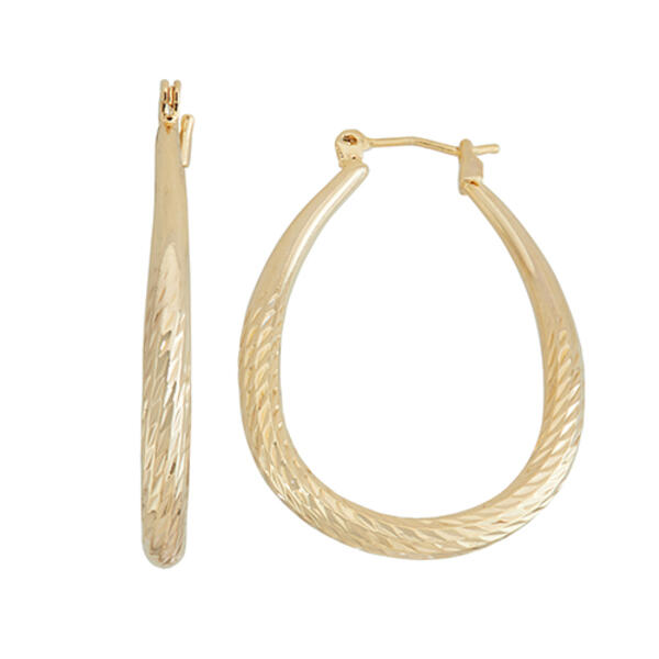Fine Faux Gold Plated Tapered Oval Hoop Earrings - image 