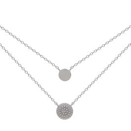 Gianni Argento Sterling Silver Diamond Layered Round Necklace