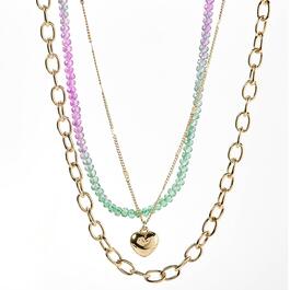 Ashley 3pc. Glass Beaded Chain Layered Necklace